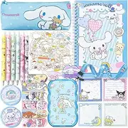 Cinnamoroll School Supplies Set, Kawaii Cute Stationery Gift Set Including Gel Pens, Notebook,Pen Case,Stickers,Pins Badge,Lanyard,Sticky Note,Bookmark, Perfect Birthday School Season Gifts for Kids