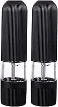 Set of 2 Spice Mill Pepper Mill Salt Mill Ceramic Core Grinder with LED Light Adjustable Fineness Salt and Pepper Mill