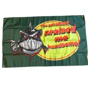 Angry Black Piranha Fish Banner The President Praised Me Handsome 58" w/grommets