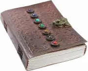 Leather Journal Seven Chakra Medieval Stone Unlined Note Book Office Diary