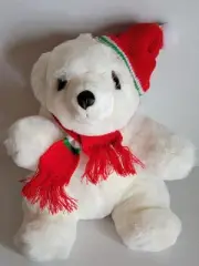 1986 Christmas Teddy Bear 14" Plush, Bagged And Stored!