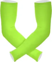 [Yoogain] UV Protection Arm Sleeves Youth Green Yellow Solid Color Pure Plain Compression Sleeve Tattoo Cover Anti-Run cubre brazos, Green Yellow Solid Color Pure Plain
