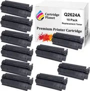 10 Pack Compatible Toner Cartridge Replacement for HP Q2624A 24A (2,500 Pages) for HP Laserjet 1150