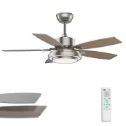 42 Inch Nickel Ceiling Fans with Lights and Remote Control for Bedroom, Moder...