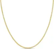 [KEZEF] 2mm Gold Cuban Chain Necklace – 925 Sterling Silver Curb Link for Men & Women – 18kt Gold or Silver Finish – Diamond Cut Italian Chain – Hypoallergenic Jewellery