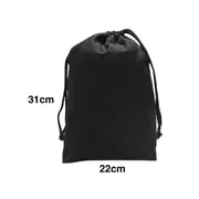 Calico Drawstring Bag Black Size 2- 31cmx22cm