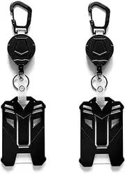2 Pack Retractable Badge Holders Heavy Duty Carabiner Keychains with Tactical ID Card Holders with 31.5" Steel Retractable Cords Durable Polycarbonate ID Card Holder