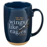 Coffee Mug Soar on Wings Like Eagles Isaiah 40:31 Scripture, 15 oz, Navy Blue