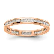 Solid Real 14k Rose Gold Polished 1/2ct Channel Set CZ Eternity Wedding Band Ring