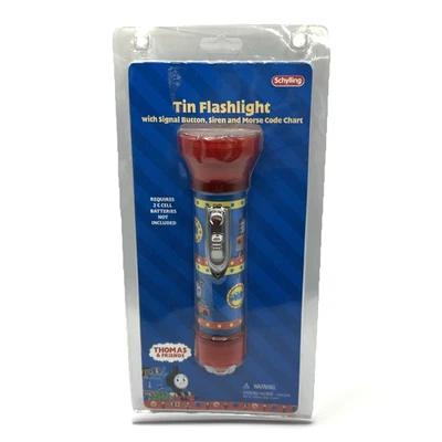 Schylling Thomas & Friends Tin Flashlight Tank Engine Train Signal Button Siren