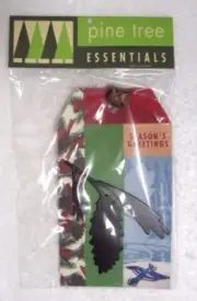 12 Christmas Gift Tag 3D Bell Blue Bird Die Cut Leaf Pine Cone Country Red Green