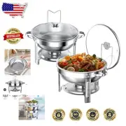 Easy-Clean 5-Quart Chafing Dish Buffet Set with Clear Lids - Serving Made Simple