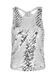 Free People Disco Fever Sequin Tank - Silver - M (UK 12-14 / M) M (UK 12-14 / M)
