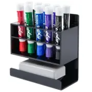 Dark Black Slim Acrylic 10-Slot Wall Mounted Dry Erase Marker Rack Holder Stand