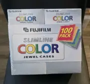 Fujifilm 100 Pack Color Slimline CD Jewel Cases Case Brand New Sealed