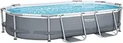 Bestway Power Steel Above Ground Oval Swimming Pool Set, 3.05 m x 2.00 m x 84 cm Size