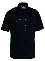 CLOSED FRONT COTTON DRILL SHIRT ( Small )- SHORT SLEEVE ( BISLEY BSC1433 )