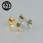 2PCS Titanium Vintage Zircon Stud Helix Earring Flat Back Labret Monroe Piercing