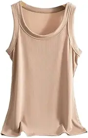 [OFFSUM] Women's Summer Camisole - Round Neck Slim Fit Spring Summer Sleeveless Camisole Fashion Solid Color Soft Lightweight Cotton Vest Streetwear