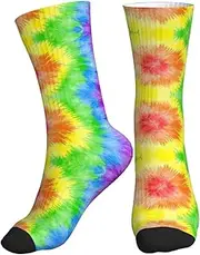 [OAROK] Tie Dye Sport Running Calf Socks Performance Breathable Crew Socks For Men Women