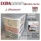 3 Drawers A4 Size Storage Organiser Plastic level Office Box Cabinet Coloured