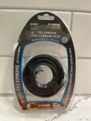 25 ft TELEPHONE Modular PHONE LINE CORD Black RJ11 Ext 6P4C Wire Cable E52 3 PKS