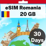 eSIM Romania - 20 GB - 30 Days - Travel eSIM | QR code activation