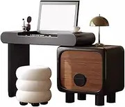 Men's Minimalist Dressing Table,Dark Walnut Color Hidden Shaving Supplies Storage Invisible Mirror Design Can Be Used for Office(80cmx40cmx75cm)