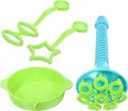 ibasenice Bubble Wands for Kids Blow Bubble Blow Giant Bubble Set Trumpet Horn Blowing Bubble Tool Outdoor Bubble Blower Machine with Shaper Stick and Dipping Tray Funny Big Bubble Maker Toy