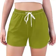 [ODAWA] Yellow Green Womens Active Shorts Women's Running Shorts with Pockets Womens Quick Dry Shorts