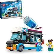 LEGO City Penguin Slushy Van 60384, Truck Toy for Kids 5+ Years Old, Vehicle Building Set with Costume Figure, Summer Series, Gift Idea for Boys & Girls, Blue