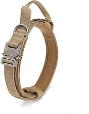 Tactical Dog Collars, Reflective Military Dog Collar with Control Handle for Dog Training, Adjustable Nylon Dog Collars with Heavy Duty Metal Buckle for Large (Army Green, M)