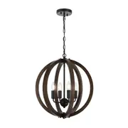 Vestal 4 Light Warm Walnut Spherical Rustic Pendant