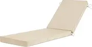 Basic Beyond Chaise Lounge Cushions Outdoor for Patio Furniture, 3-Layer Waterproof Removable Cover with 4 Ties, 72"x21"x3" Outdoor Lounge Chair Cushions for Lawn, Pool & Beach(Beige)