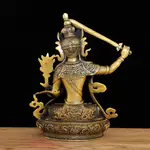 純銅黃銅文殊普薩佛像擺件家居飾品密宗藏傳佛像供奉本命佛守護神