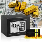 Digital Safe Box with Fireproof Bag – Steel Lockbox for Home 9" x 6.6" x 6.5"