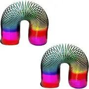 VEHGAL 2 Pc Rainbow Magic Spring Toy, Colorful Plastic Rainbow Coil Toy, Slinky Spring for Party Favors Gifts, Vintage Style Toys Combo for Kids & Adults, Multicolour