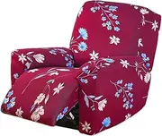 [LXYUUM] Recliner Slipcovers 4-Pieces Stretch Printed Sofa Cover Recliner Chair Cover Non Slip Reclining Slipcovers Lazy Boy Chair Covers with Elastic Bottom for Kids or Pet,12
