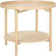 Artiss Wooden Coffee Table, 2-Tier Round Side End Beside Tables Storage Shelf Modern Design for Home Furniture Living Room, 12mm Thick Tabletop Safe Rounds Edge Pine