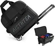 Bowling Ball Bag with Wheels, 2 Ball Trolley Bowling Bags with Large Separate Shoe Compartment and Oversized Accessory Pocket