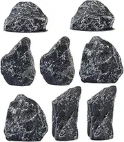 POPETPOP 8pcs Micro Landscape Rockery Stone Decor Fake Aquarium Rocks for Fish Tanks Resin Miniature Landscape Accessories for Bonsai Gardens and Home Decor