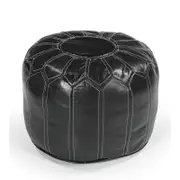 Black Bloom Leather Ottoman