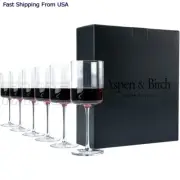 Modern Wine Glasses with Stems l (15oz) l Hand Blown Premium Crystal l Set of 6