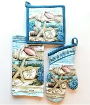 Kay Dee 3-Pc Stories of the Sea Set ~~Potholder~Oven Mitt~Kitchen Towel~~