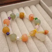 Jade Bracelet Women Ethnic Natural Stone Beads Joint Pendant String Wristband CR