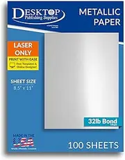 Silver Metallic Paper - 8.5 x 11 - (32lb) - for Laser Printers Only (100 Sheets)