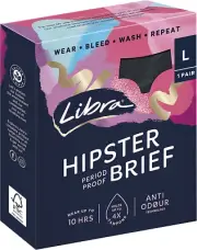Libra Hipster Period Proof Brief - Reusable Underwear - Large Black