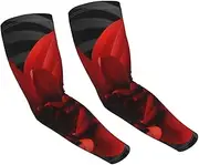 [FHEDVBN] Red Flower Arm Sleeves Compression Arm Covers for Men Women Outdoor Sun Sleeves Cooling Sports Sleeve, Black