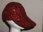 CHILD RED SEQUIN BASEBALL CAP HAT CHILDREN CHRISTMAS / VALENTINES GLITTERING!