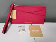 New! Michael Kors Jet Set Travel Bright Red Slim Leather Wristlet Wallet - NWT!